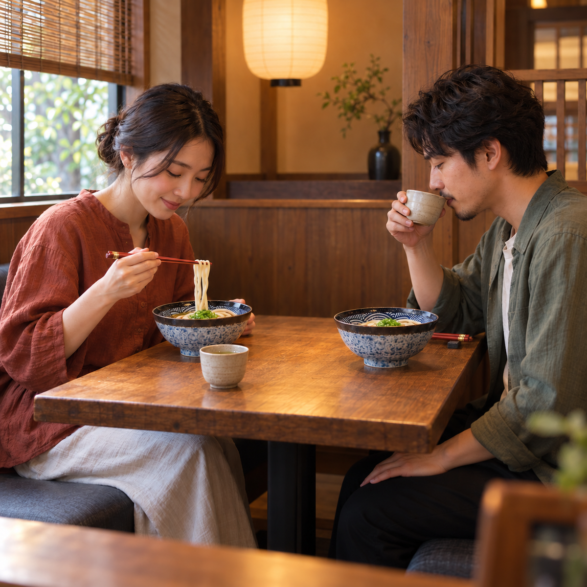 Udon bowl set, for two, Japanese wave D17 cm | H8.7cm scene