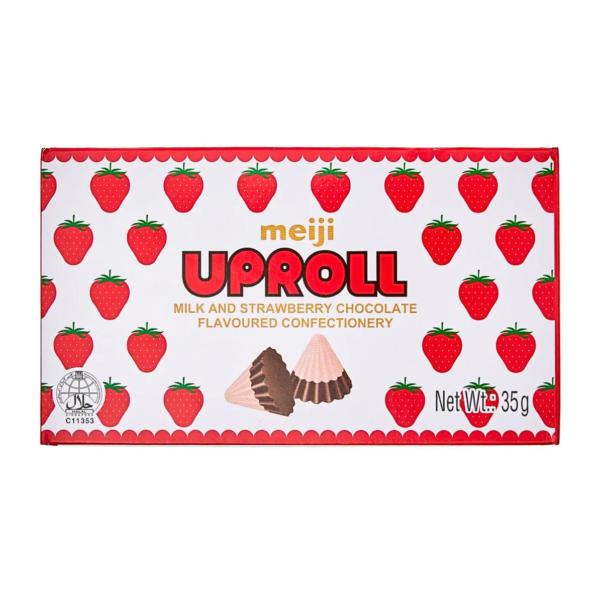 Meiji Uproll milk & strawberry chocolate 35g