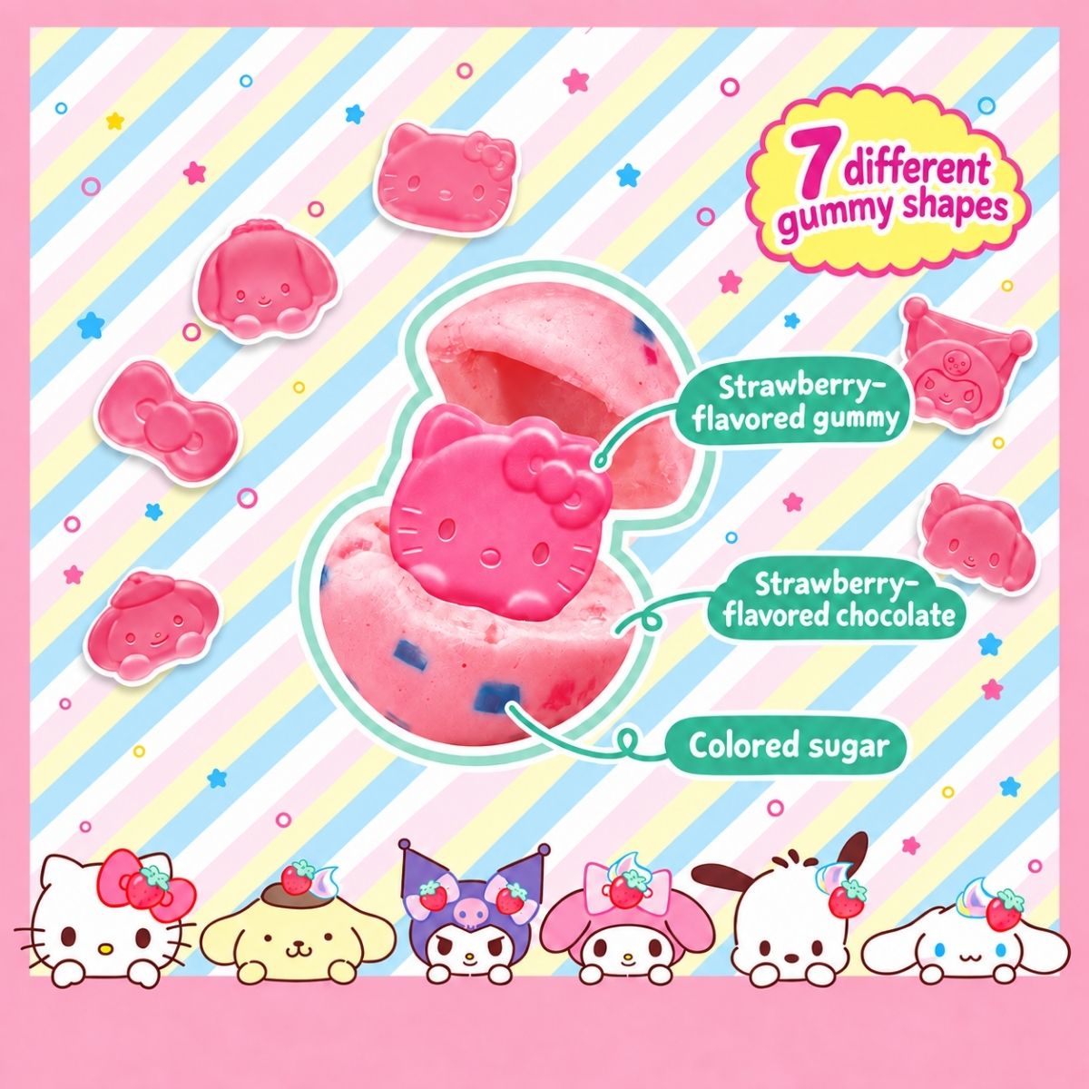 Bandai Sanrio Characters Gummy in Chocolate 22g details
