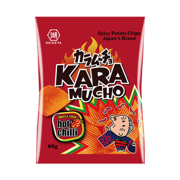 Koikeya karamucho potato chips hot chilli ridge cut 60g / mausteinen perunalastut